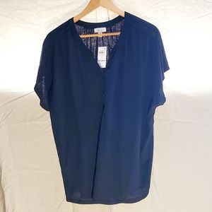 Style and Company Black Button Tee